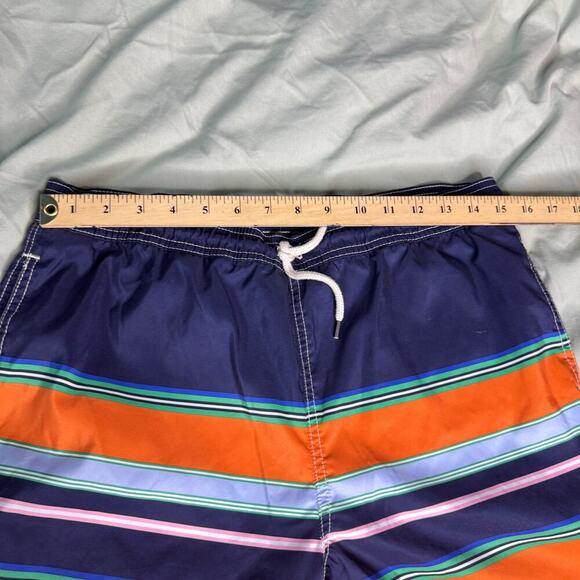 Polo Ralph Lauren Youth Boys' XL (18-20) Swim Trunks Navy Orange Stripes Pockets - Picture 12 of 14